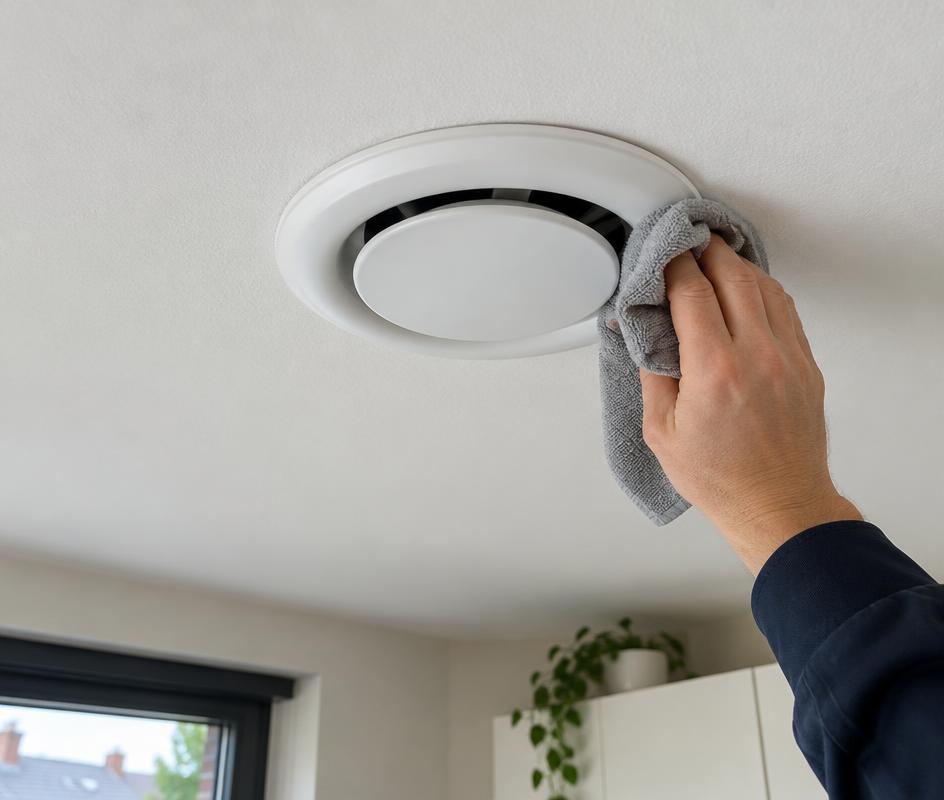 Ventilatieventiel wordt gereinigd (sfeerfoto)